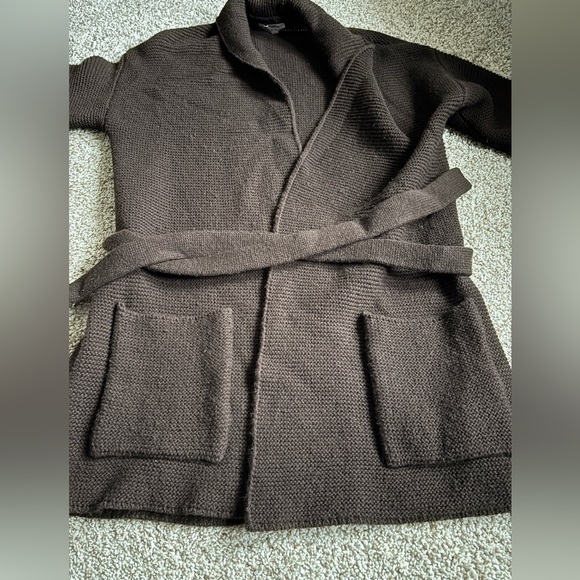 Max Mara Belted Wool & Cashmere Brown Cardigan Sweater  Sz Small-Made in Italy - Picture 6 of 8